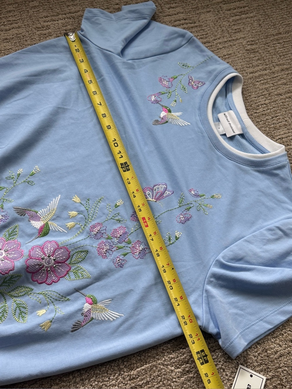 Alfred Dunner Light Blue Floral Hummingbird Short Sleeve Top M grannycore pastel - Picture 7 of 12